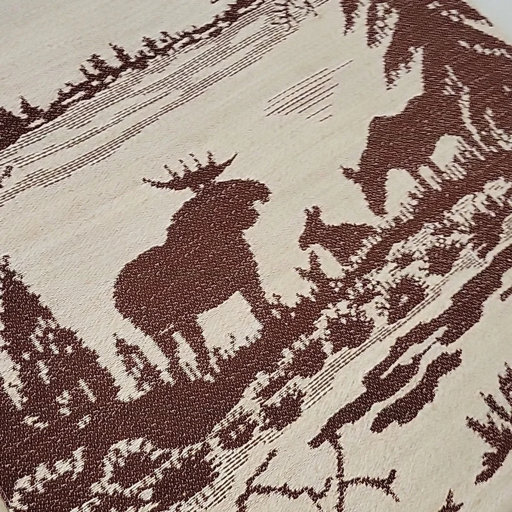 Margareta Eriksson Family Of Moose Brown and Cream Patterned Textile